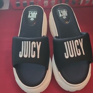Juicy Couture Black and White Slide Sandals